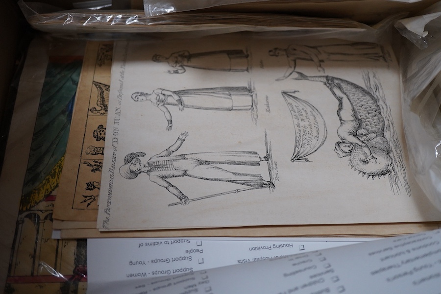 Juvenile Drama, large collection of reproduction printed and and/or hand coloured toy theatre characters, backgrounds, etc. in Seven boxes